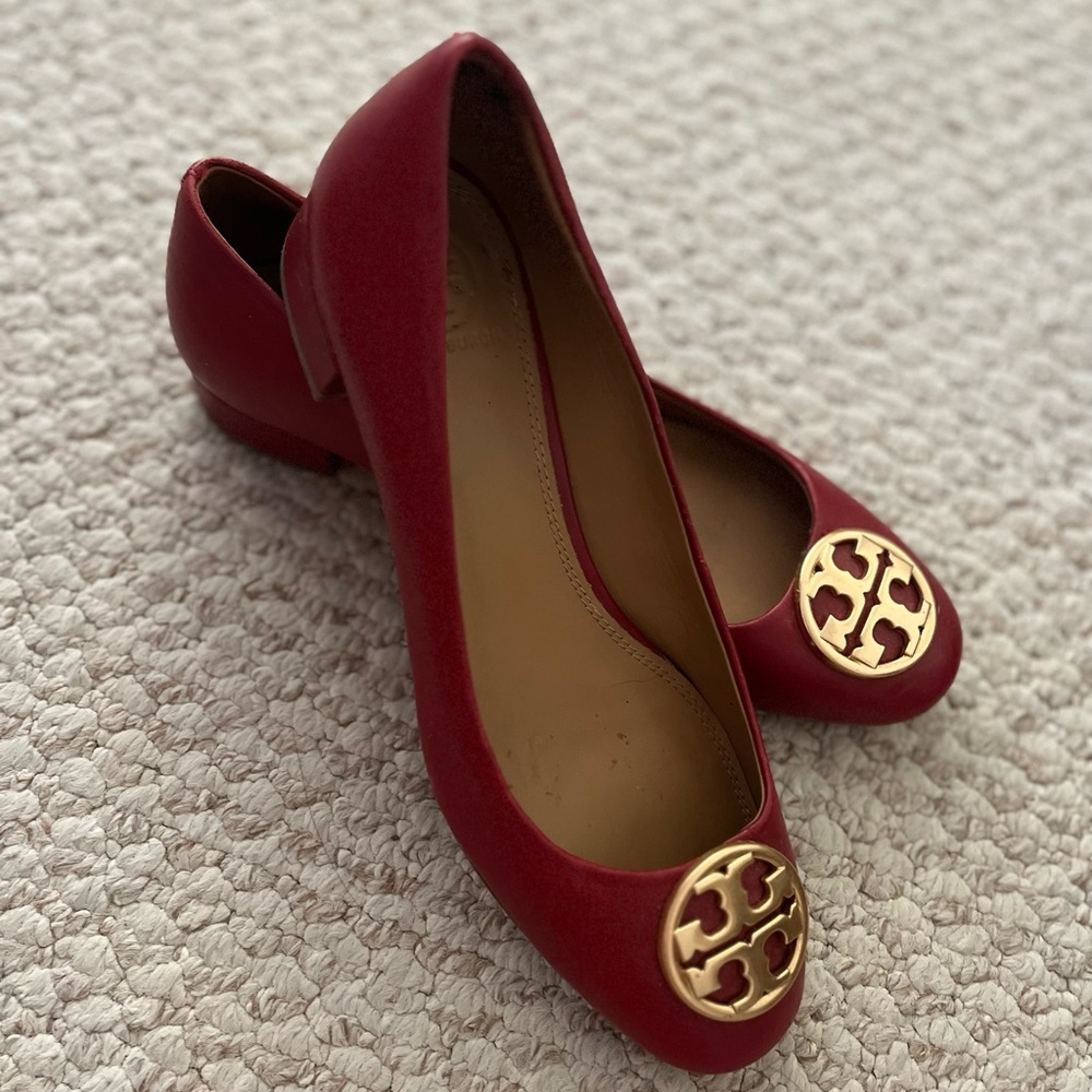 Tory Burch Red Leather Flats